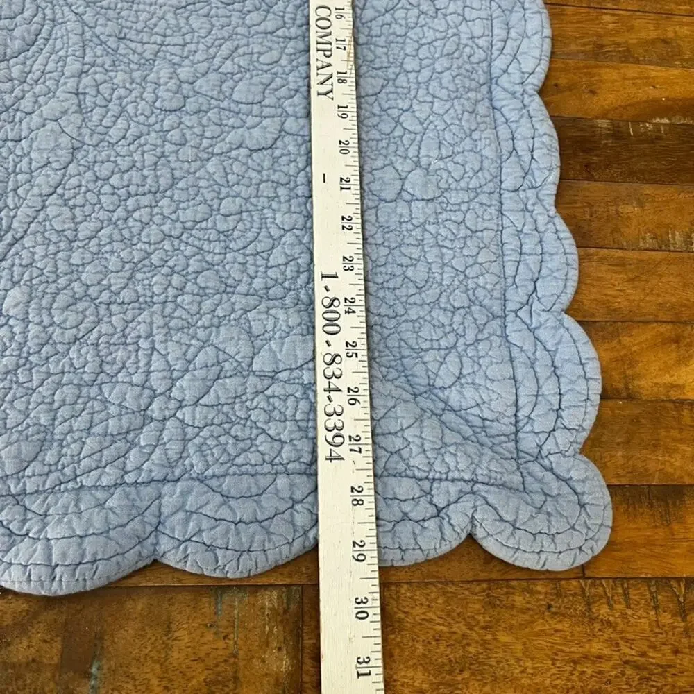 Charter Club Textured Pillow Sham Standard Quilted Blue Scalloped Edge Zip